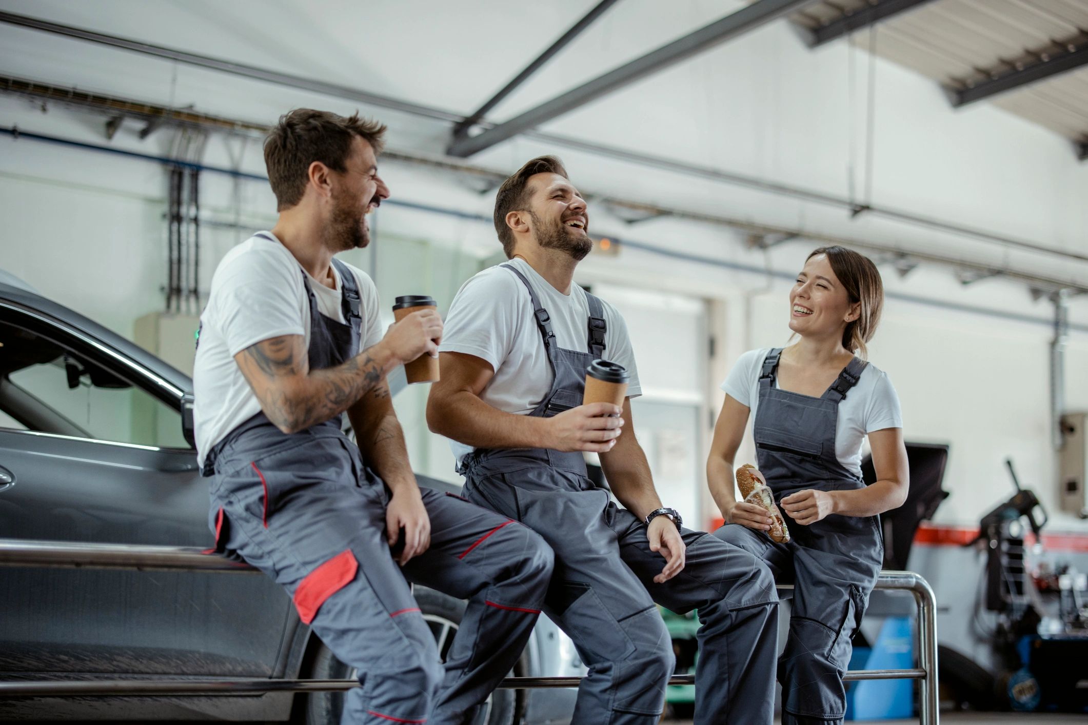 car wash team at work