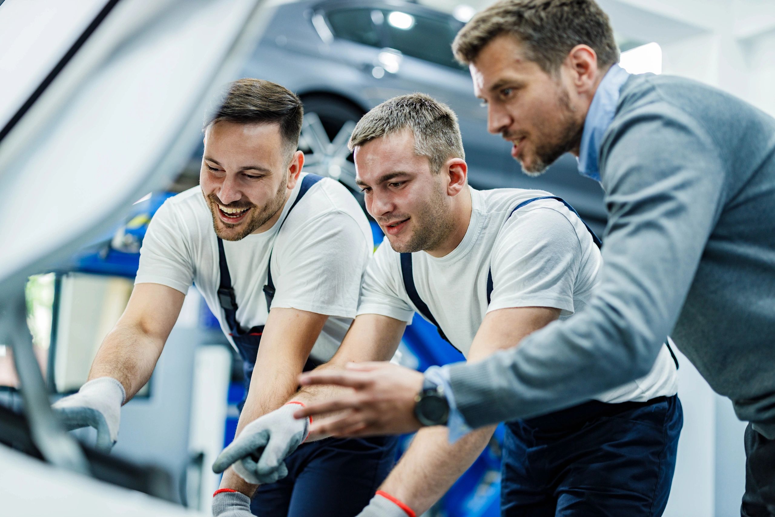 car wash team at work