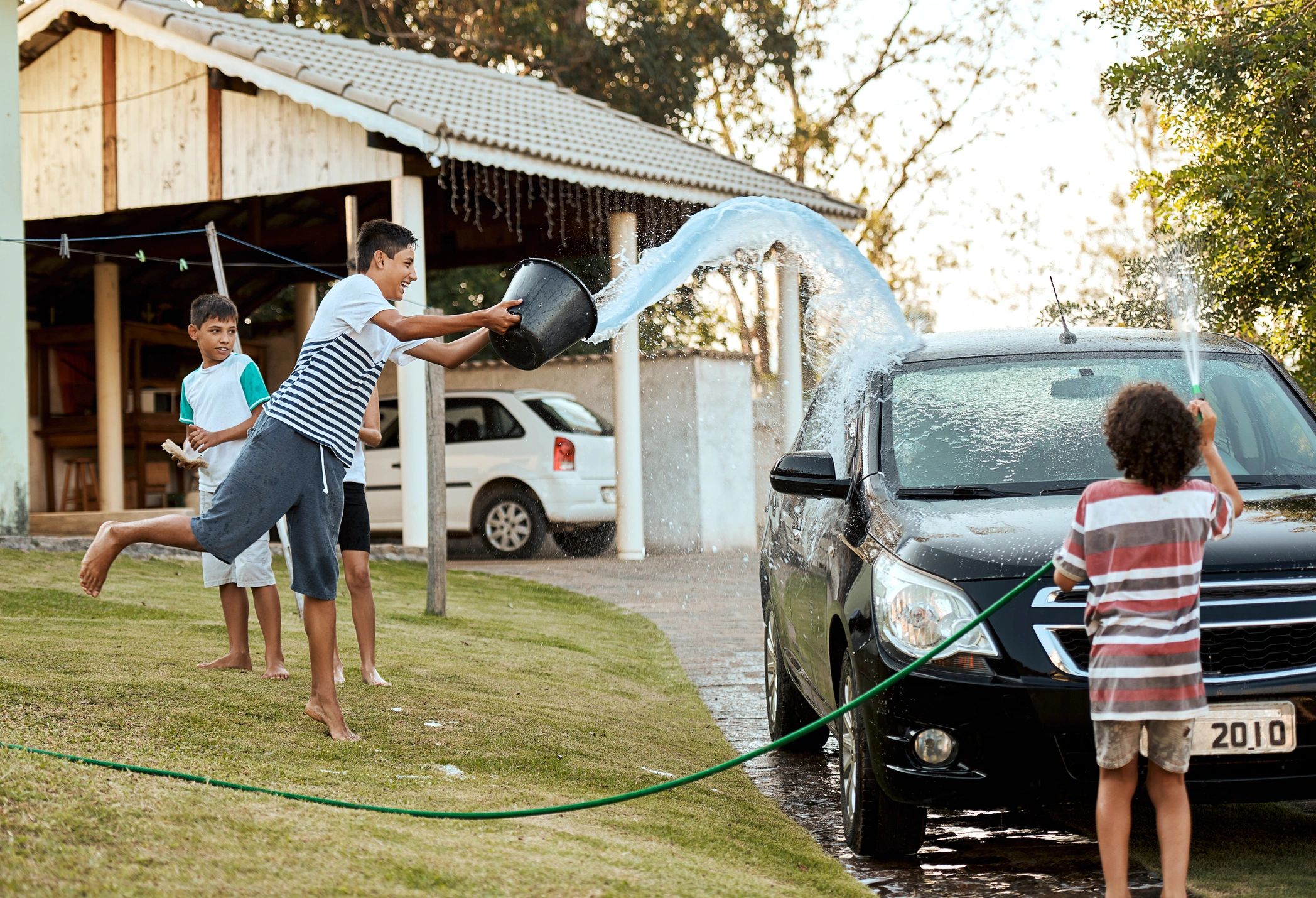 car wash team at work
